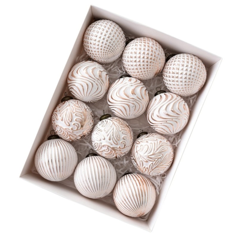 VIC 12 Chiếc Giáng Sinh Baubles Trang Trí 8cm Cho Đám Cưới Mùa Đông Ngày Lễ Trang Trí Tiệc Cây Giáng Sinh Treo Trang Trí