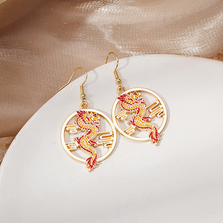 Bông tai thần thoại Suzaku rồng xanh phong cách cổ điển | Dầu Nhỏ Giọt Phong Cách Hoạt Hình Niche Design Bông Tai Nữ 7TXS