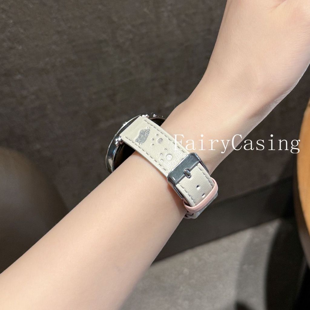 Dây da mèo con rỗng 18mm 20mm 22mm cho Samsung Galaxy Watch 8 7 FE 6 4 Vòng đeo tay cổ điển 5 Pro
