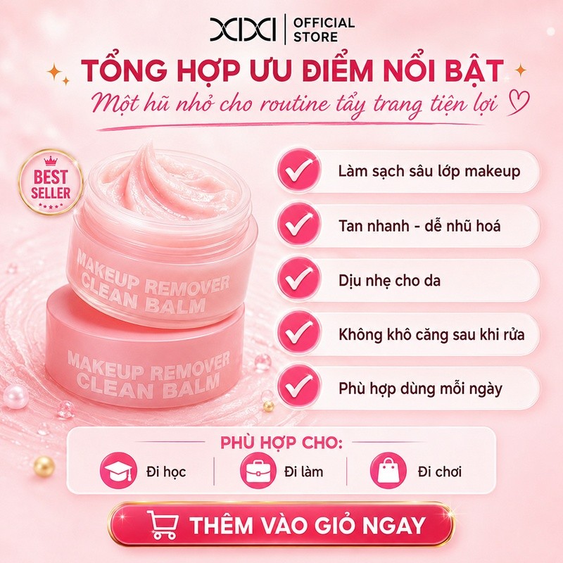 XIXI Tẩy Trang Dạng Sáp Dừa Đào Dưỡng Ẩm Làm Sạch Sâu Không Kích Ứng Trang Điểm Giá Rẻ D477