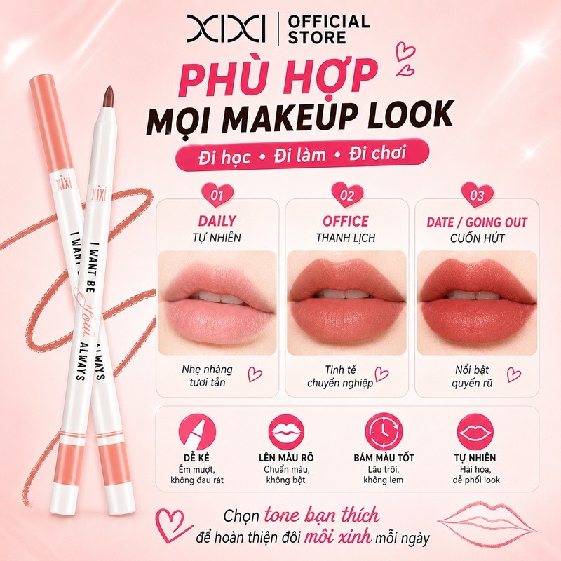 Xixi Bút Kẻ Môi Quả Lê Mềm Mại Dễ Thoa Không Khô Tôn Lên Làn Da Sáng Mịn, Giá Rẻ Cho Sinh Viên D647