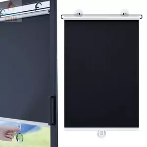 Rèm lăn GILL, màu đen với bóng lăn cốc hút, rèm cửa sổ có thể thu vào di động