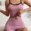 IAPPORTUNIA 2 Bộ đồ ngủ dệt kim gân dành cho nữ, Ren Trim Quần short viền rau diếp mềm, Nơ dễ thương Cami Crop Top Nữ