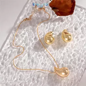 E-WOITD 3 Vintage Nước Thả Hình Bộ Trang Sức Giọt Nước Mặt Dây Chuyền Dây Chuyền Nelace Bộ Bông Tai Cho Người Phụ Nữ Quà Tặng E-WOITD