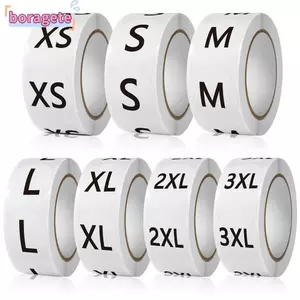 BORAGETE 500 Cái / Cuộn Nhãn dán kích thước quần áo, Nhãn dán niêm phong nhãn quần áo cỡ lớn XS / S / M / L / XL / 2XL / 3XL