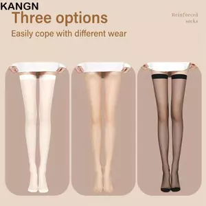 KANGN 2 Đôi Tất Đầu Gối Đùi, Tất Lụa Siêu Mỏng Bóng, Màu Trơn Gợi Cảm Xuất Hiện Tất Dài Mỏng Gothic