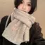 PNPIA- 2025 Mùa Đông Mới Phong Cách Đại Học Giả Khăn Cashmere Màu Trơn Thời Trang Thêu Nơ Cặp Đôi Khăn