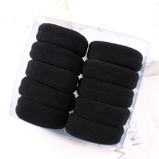 Dây Cao Su Dày Đuôi Ngựa Bóng Đầu Dây Buộc Tóc Độ Đàn Hồi Cao Liền Mạch Vòng Tóc Chăm Sóc Tóc Vải Dệt Kim Chống Mài Mòn Dây Đeo Đầu Màu Đen GZKD