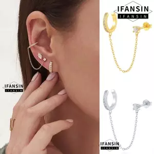 IFANSIN Sụn Bông Tai, Dây Xích Tòn Ten Bông Tai Kẹp, Thời Trang Sáng Bóng Tai Phong Cách Tragus Bông Tai Trang Sức Thời Trang