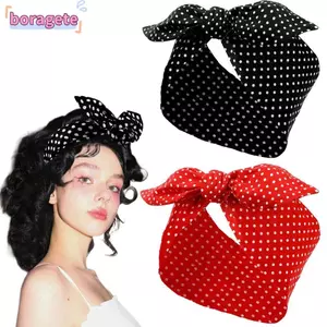BORAGETE 2 Chiếc Dây Buộc Tóc, Băng Đô Chấm Bi Rộng, Phụ Kiện Tóc Nơ Thời Trang