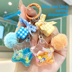 Trong suốt Acrylic Long lanh Móc khóa nhấp nháy Ngôi sao nhỏ Mặt dây chuyền ngôi sao năm cánh