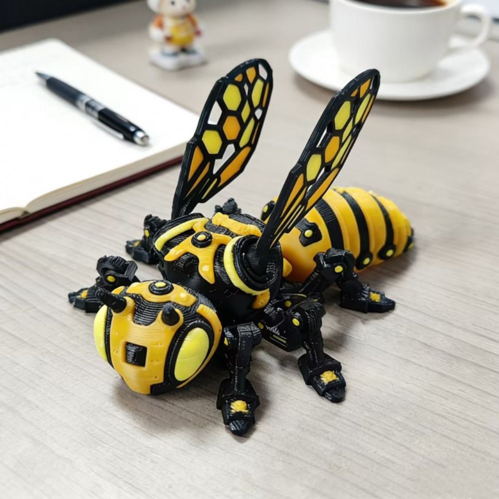 LACYES Con ong cơ in 3D, Đồ chơi ong khớp nối có thể di chuyển được in 3D, Quà tặng mô phỏng cánh có thể tháo rời Trang trí bàn làm việc đồ chơi ong khớp nối