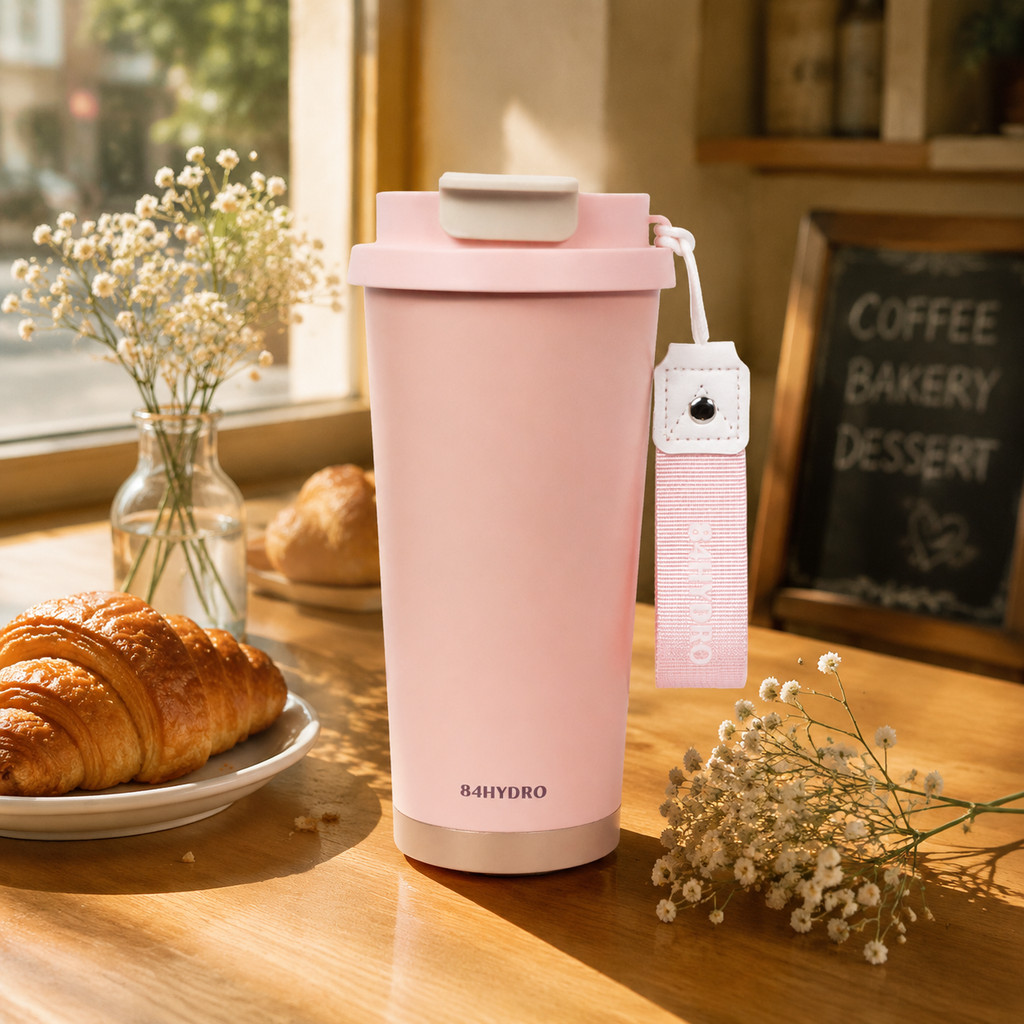 Ly giữ nhiệt tráng sứ cà phê 84HYDRO, Pink Version, dung tích 530ml, lõi tráng sứ | 84C530C