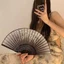 Phong Cách Trung Quốc Gấp Quạt Nhỏ Mang Theo Phong Cách Cổ Đại Hanfu Trang Phục Cổ Vũ Mới Phong Cách Trung Hoa Bầu Trời Đen Quạt Tre Nữ