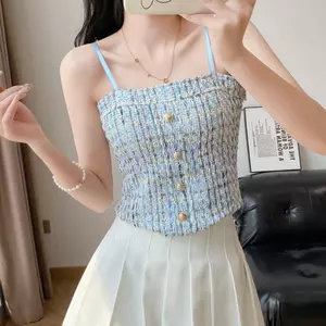 Áo yếm có nút phong cách Hàn Quốc Hot Girl Niche Áo lót ngực quấn gợi cảm độc đáo