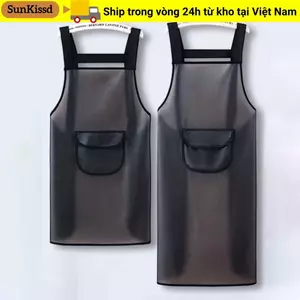 Tạp dề làm việc SUNKISSD, Tạp dề nhà bếp chống thấm nước PVC, Tạp dề làm sạch chống bụi bẩn màu đen trong suốt chống dầu