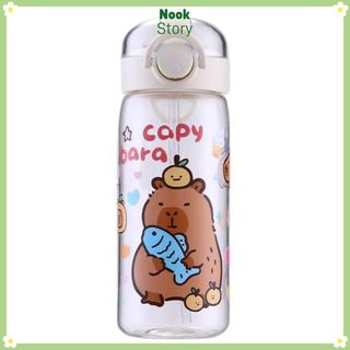 [Còn hàng] Cốc nước trẻ em NOOKSTORY, Chai nước ống hút Capybara chống rò rỉ di động, Cốc uống nước 400ML trong suốt dễ thương Văn phòng tại nhà