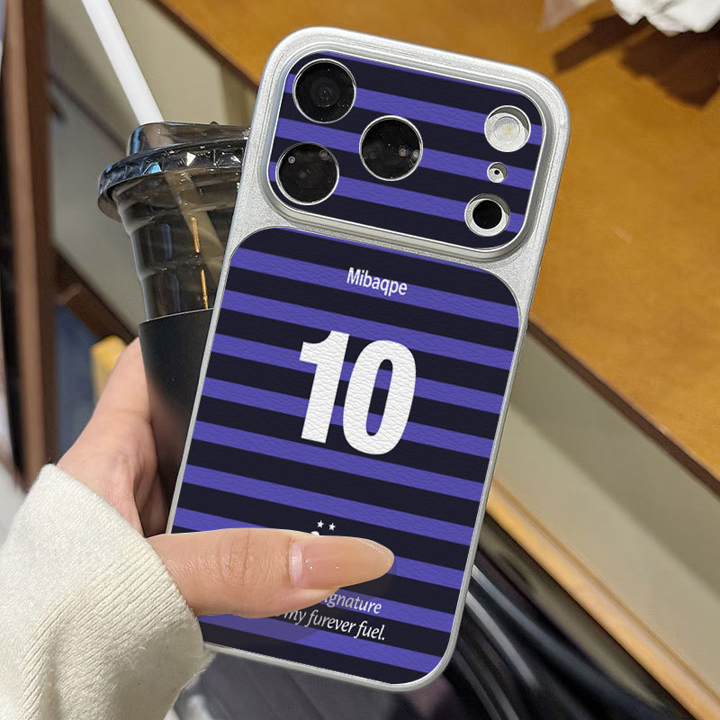 Ốp lưng iPhone Họa tiết da mạ phong cách Pháp Số 10 iPhone 17 16 15 14 13 12 11 Pro Max Plus Max