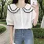 Áo sơ mi cổ cánh hoa nhỏ tươi ngọt ngào Giảm tuổi tác Công ty búp bê hai lớp