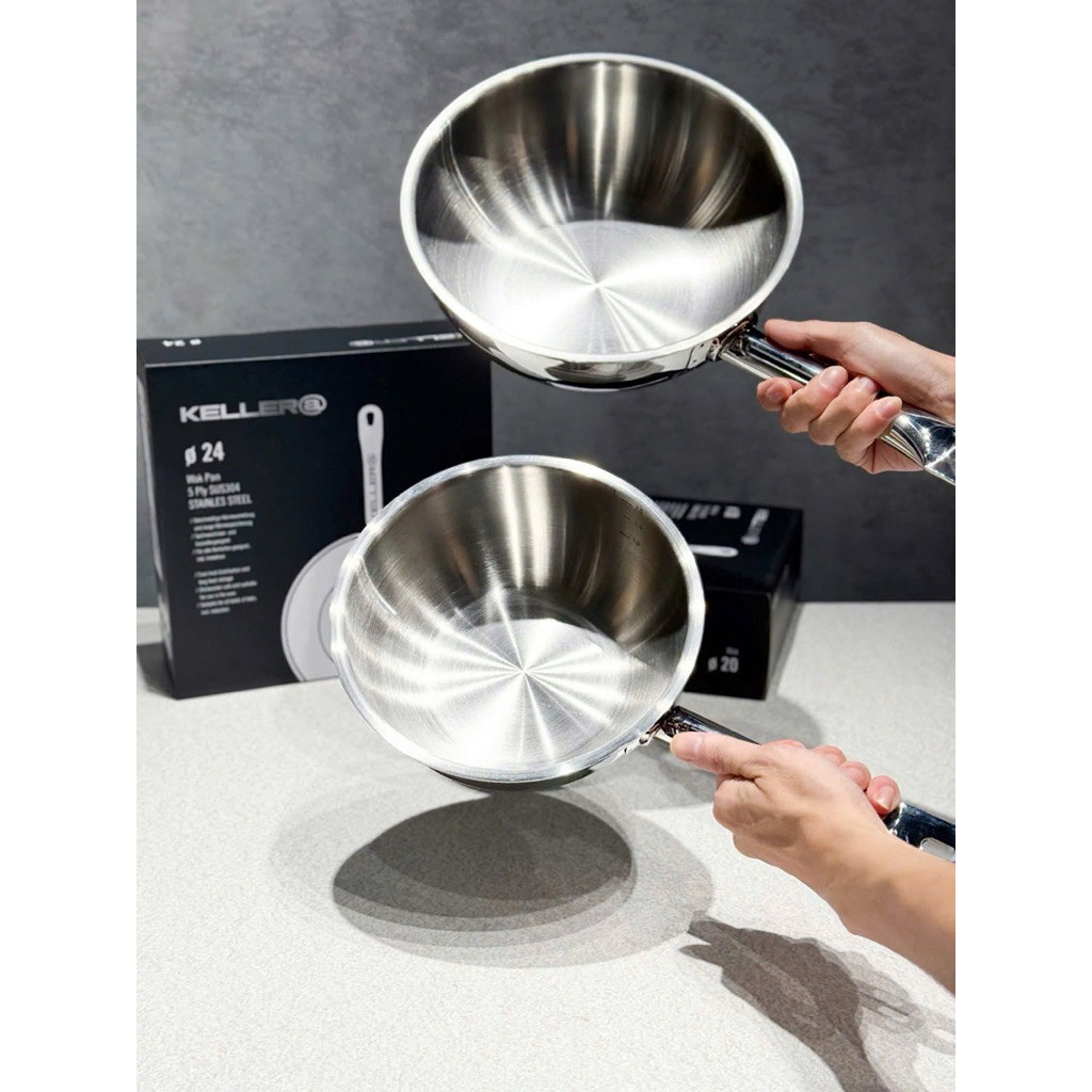 Chảo Thép 5 Lớp Đúc Liền Keller SUS304 Lòng Sâu 20/24cm Hàng Chính Hãng Đức Bảo Hành 24 Tháng