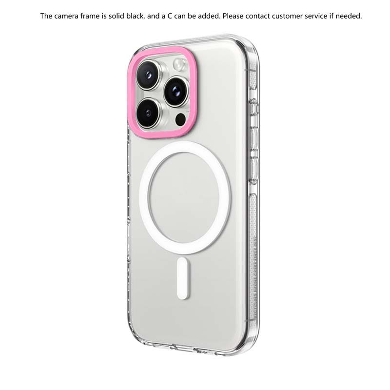 Clear Black HỒNG CAMERA RING PHIÊN BẢN Tác động Hút từ tính Vỏ trong suốt cho IPhone 17 / 16 / 15 / 14 / 13 Pro Max Air với bao bì cao cấp