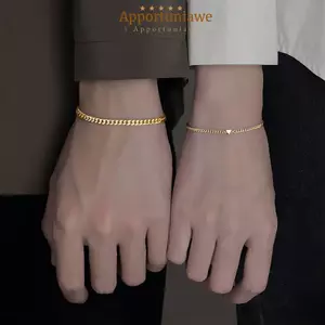 Chuỗi trái tim pha lê IAPPORTUNIA, Bộ vòng tay bằng thép không gỉ Ins, Cặp đôi vòng tay vàng / bạc tối giản