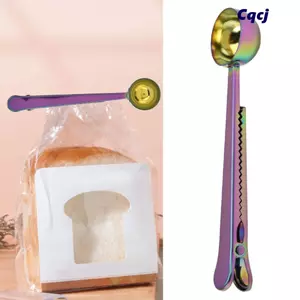 Thìa kẹp cà phê CQCJ, Thìa đo cà phê bằng thép không gỉ dung tích 20ml, Kẹp kín thực tế Kẹp túi Kẹp thìa thép không gỉ đầy màu sắc để pha cà phê