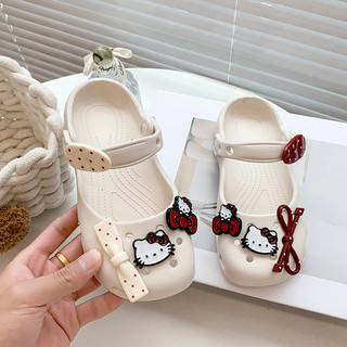Trẻ Em Mùa Hè EVA Dép Hoạt Hình Dễ Thương Kitty Chấm Bi Mary Jane Dép Cho Bé Gái Công Chúa Ngoài Trời Trẻ Em Rỗng Đi Biển Dép
