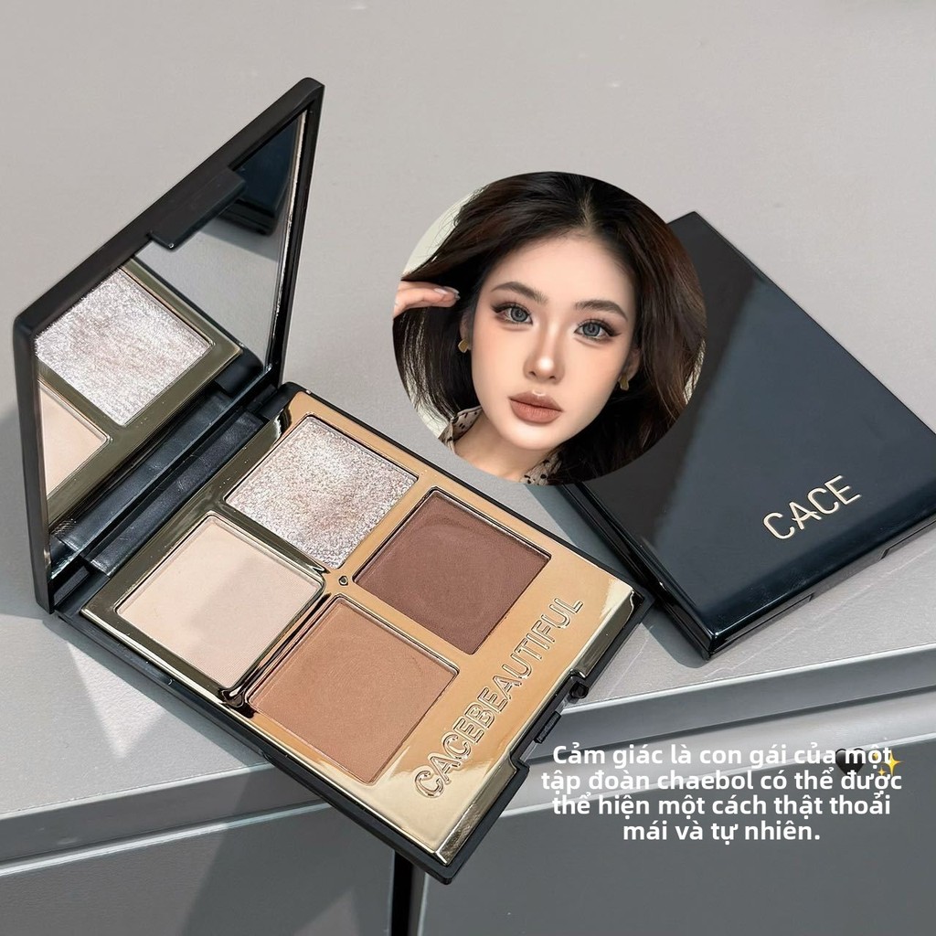 Bảng phấn mắt bốn màu CACE Hàn Quốc|Phấn mắt ngọc trai, mờ, màu đất|Tạo trang điểm tinh tế|Thích hợp cho học sinh