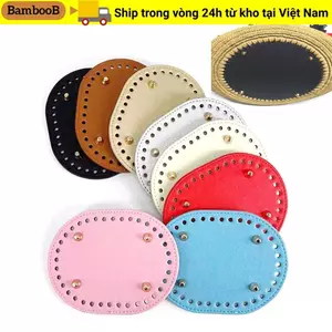 Phụ kiện túi BAMBOOB, 14,5cm * 11cm Với đáy túi hình bầu dục 36 lỗ, Chất liệu da PU DIY Đáy thủ công cho túi dệt kim