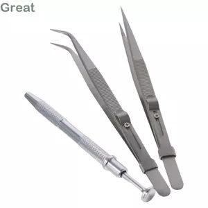 Công cụ nhặt 3 gói GREAT, Nhíp bằng thép không gỉ, Nhíp móng vuốt bằng đá