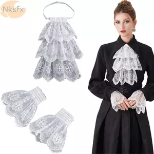 NKSFX Cổ Giả Xù, Cổ Ren Jabot Trắng Có Thể Tháo Rời, Đa Năng Phong Cách Victoria Cosplay Phụ Kiện Cổ Trang Trí Cho Người Biểu Diễn Sân Khấu