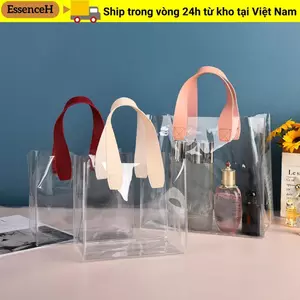 Túi Tote ESSENCEH, Tay Cầm Túi Mua Sắm Trong Suốt, Túi Bảo Quản Chống Thấm Nước PVC