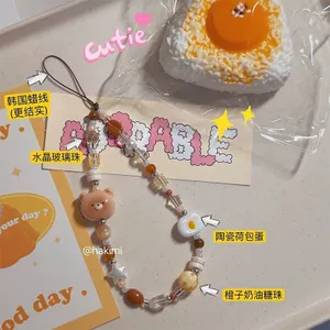 Thiết Kế Cam Juice Bear Dây Xích Điện Thoại Di Động Thành Phẩm Dễ Thương Ngày Bé Gái Hàn Quốc ccd Chống Mất Dây Dây Dây Treo 6.22