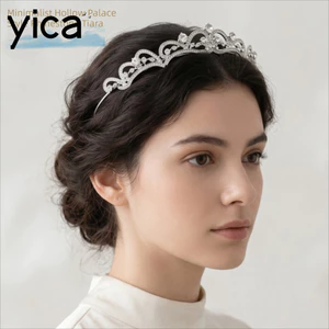 YICA Cô Dâu Vương Miện, Trang Trí Kim Cương Giả Mũ Công Chúa Tóc Vòng, Phụ Kiện Tóc Băng Đô Thanh Lịch Chất Lượng Cao