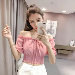 Vai ngắn tay có dây buộc một vai phong cách Hàn Quốc