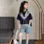 Bé gái (120-170) Áo thun ren phong cách mới mùa hè tay ngắn + Quần Short Denim kim cương nóng Bộ hai mảnh