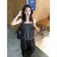 Áo yếm cổ dây cổ dây màu xám phong cách Hàn Quốc dành cho nữ mùa hè gợi cảm Hot Girl Slim-fit Slimmer Look Áo không tay nhỏ