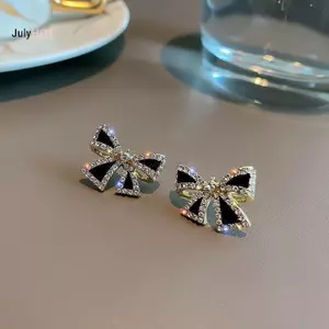 JULYHOT Mới Hợp Thời Trang Kẻ Sọc Kim Cương Giả Nơ Bông Tai Dành Cho Nữ Cá Tính Thiết Kế Độc Đáo Bông Tai Cưới Trang Sức Quà Tặng Sinh Nhật Massivedeals