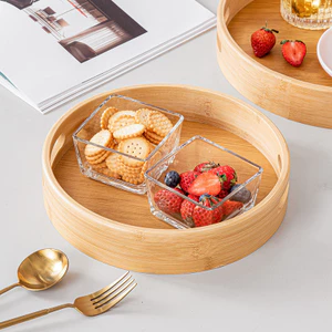 Khay Phục Vụ Tre Phong Cách Nhật Bản Đĩa Trái Cây Tròn Cà Phê Món Tráng Miệng Đĩa Bằng Gỗ Bộ Đồ Ăn Trang Trí Nhà Khay Thực Phẩm Cho Tiệc Nhà Bếp