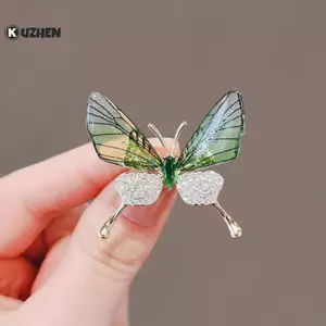 KUZHEN Chống Cháy Nổ Bướm Thổ Cẩm Côn Trùng Xòe Nữ Phụ Kiện Acrylic Trong Suốt Cánh Quần Áo Cao Cấp Pin HOT