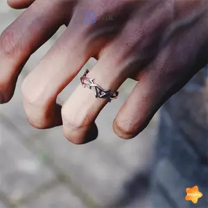 Vintage Goth Gai Cặp Đôi Nhẫn Dành Cho Nam Nữ Không Đều Mở Vine Punk Nhẫn Trang Sức Dự Tiệc Quà Tặng Phụ Kiện Mới