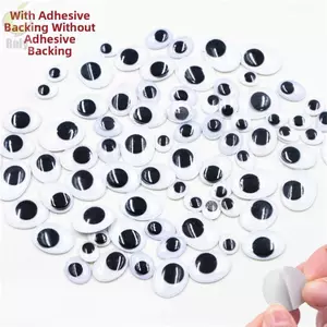ROLY 100 Cái / túi Quấn Mắt Di Chuyển, Nhựa DIY Phụ Kiện Đồ Chơi Búp Bê Hoạt Động Mắt, Đen Trắng Có / Không Dính Lưng Mẫu Giáo Handmade Búp Bê Mắt