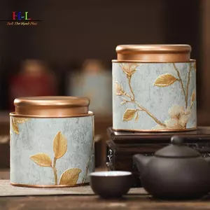 HL Hoa Văn Rỗng Trà Thiếc Có Thể Hộ Gia Đình Trà Xanh Kín Bình Di Động Nhà Trà Nhỏ Paaging Hộp Thiếc Bảo Quản Có Thể LMWU