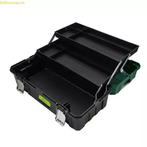 Hộp đựng dụng cụ Fol 17 inch Hộp đựng đồ có ba khay có thể gập lại và nắp có thể khóa Bộ chia di động và mang theo Han