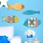 4 Bộ trang trí bờ biển cá bằng gỗ Trang trí phòng theo chủ đề bãi biển Trang trí tác phẩm điêu khắc treo tường cổ điển Đồ trang trí