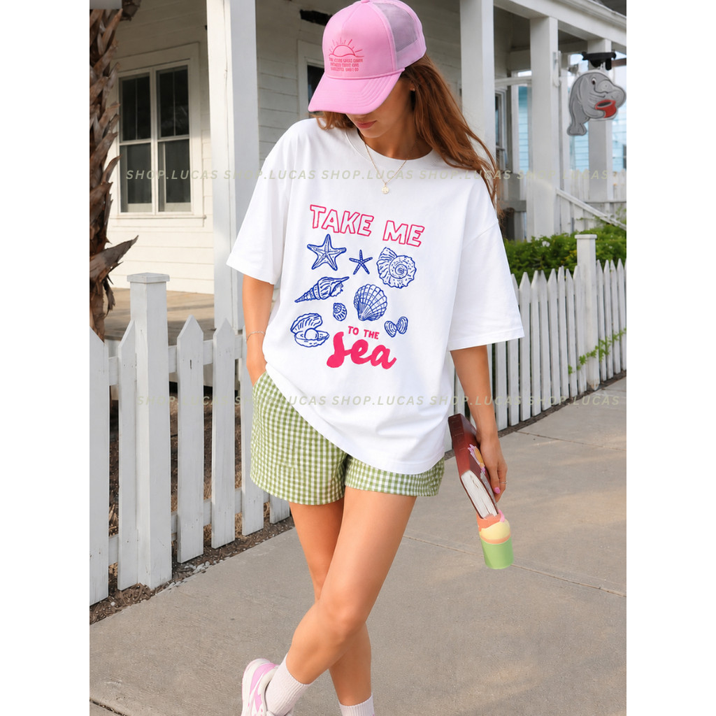 （Giao hàng 24h）Angela Áo Thun Mùa Hè Đi Biển SUMMER VIBE Nam Nữ Unisex In Hình Cổ Tròn Chất Cotton Local Brand