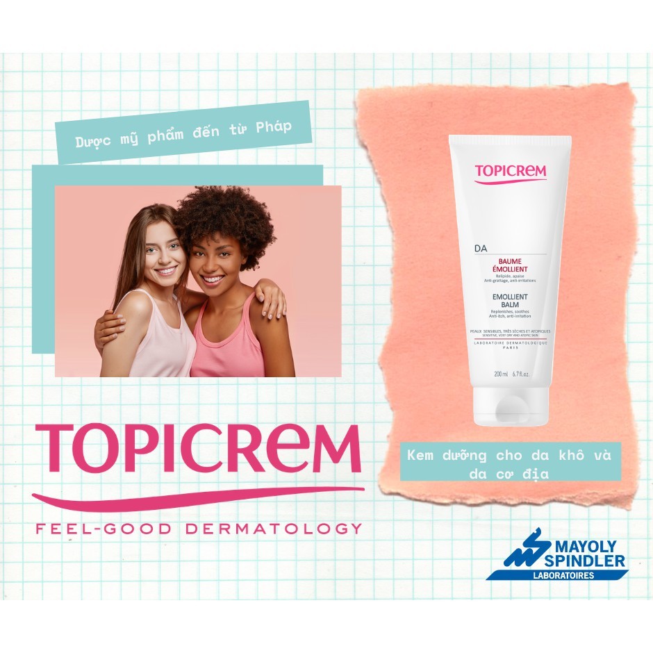 Kem dưỡng giúp làm êm dịu da, dành cho da khô và da cơ địa - TOPICREM DA PROTECT EMOLLIENT BALM 75ml