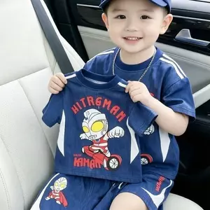 Bé trai (90-140) Bộ đồ hai mảnh mỏng Ultraman phong cách mới mùa hè