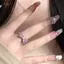 PNPIA- Thiết Kế Thời Trang Công Chúa Hồng Pha Lê Nơ Zircon Nhẫn Nữ Tinh Tế Ngọt Ngào Cô Gái Nhẫn Sinh Nhật Trang Sức Quà Tặng Phụ Kiện